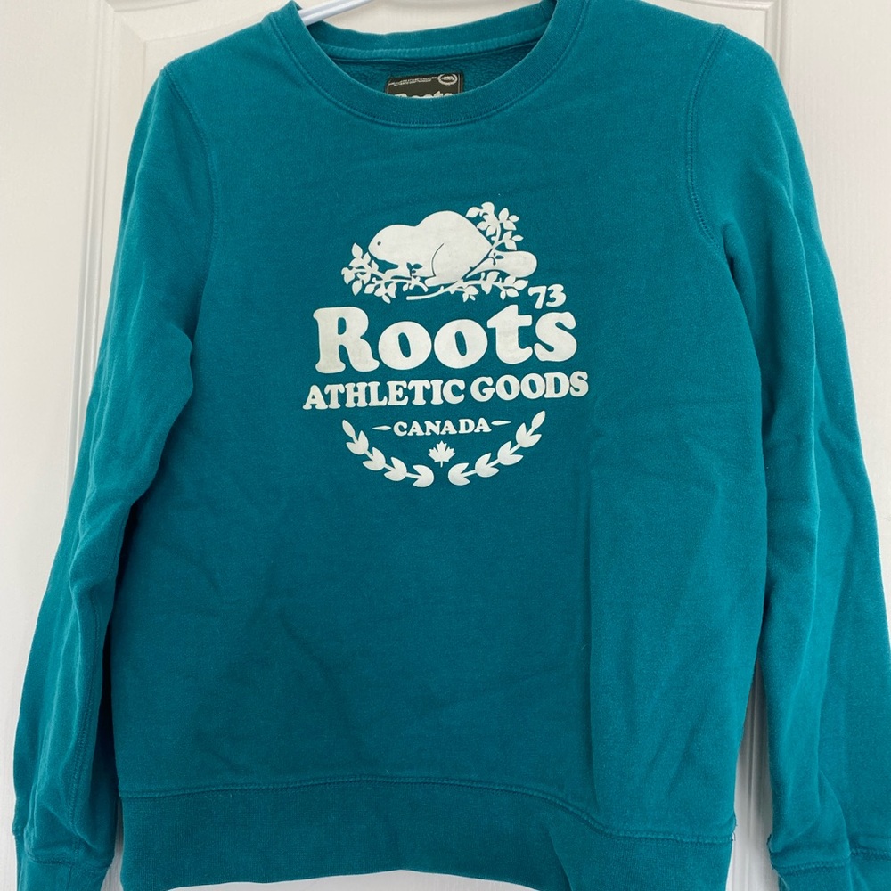 Turquoise Roots crew neck sweatshirt, Women’s size small